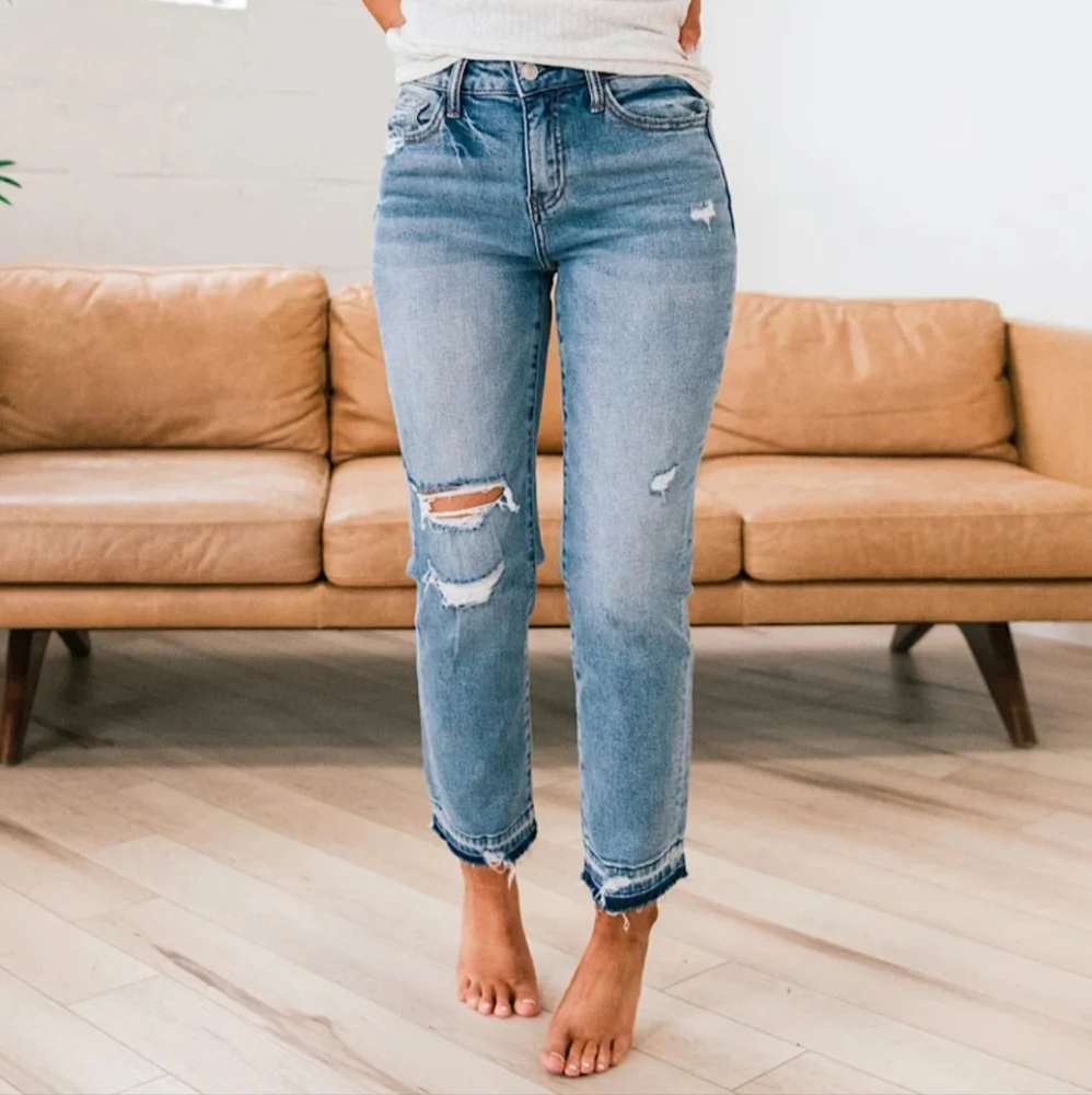 Vervet Lovervet Lena High Rise Straight Crop Released Hem Jeans Plus 14, 18, 20 - Picture 1 of 11